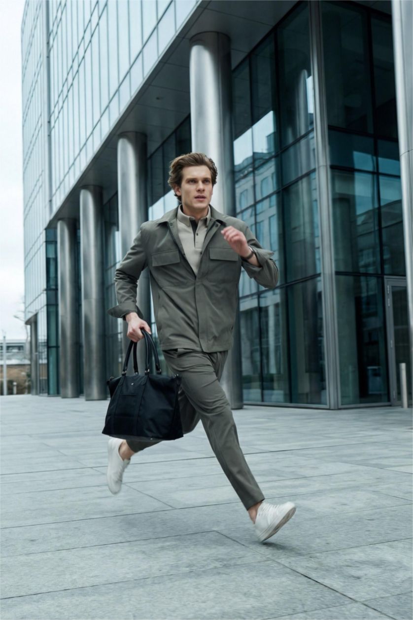 MAN Khaki Regular Fit Long Sleeve Overshirt