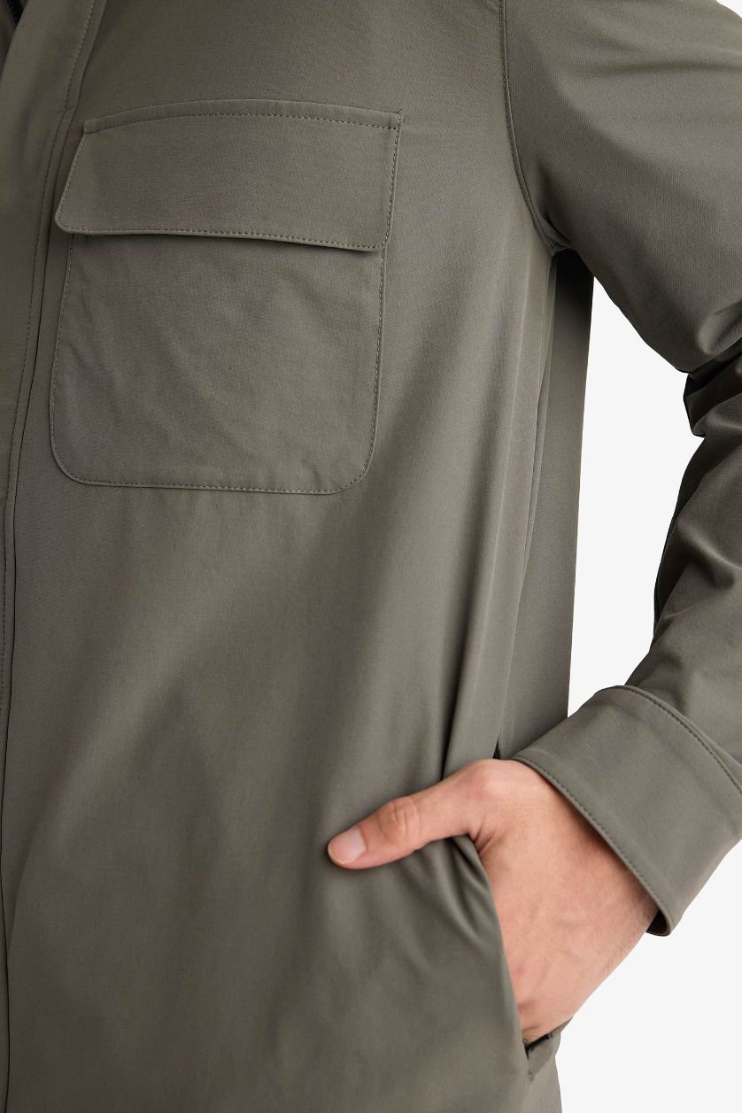 Мужчины Хаки Куртка-рубашка Regular Fit с воротником поло