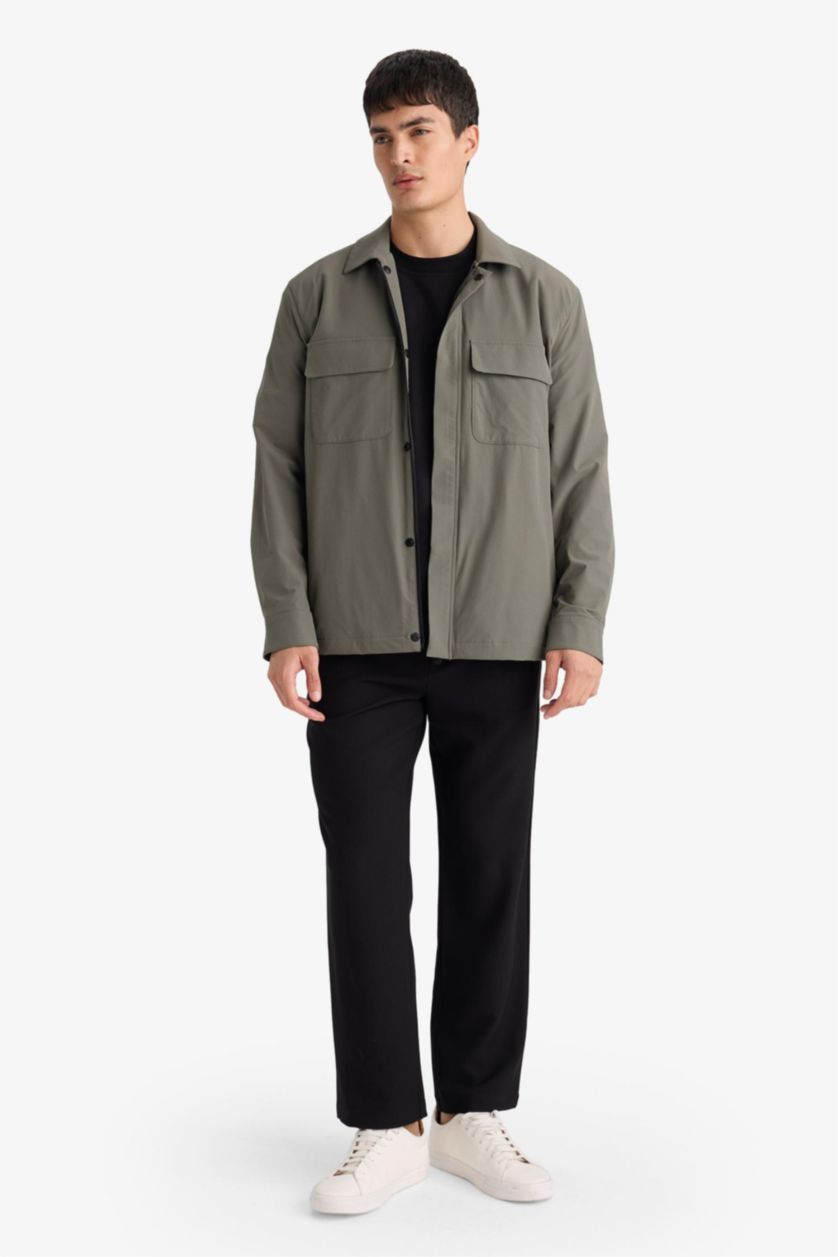 Erkek Haki Polo Yaka Gömlek Ceket