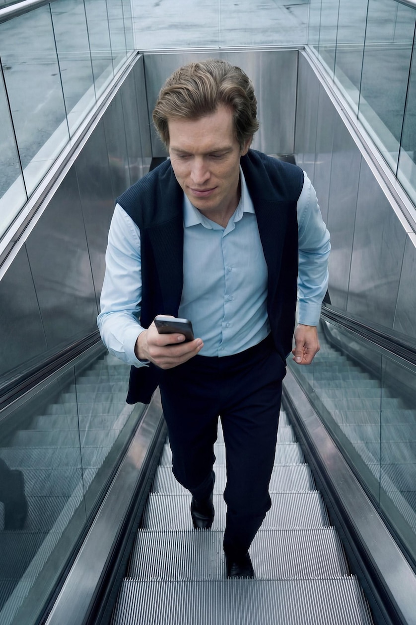 Ерлер Ашық Көк Slim Fit поло жағалы ұзын жеңді негізгі basic жейде