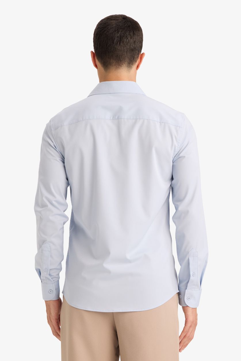 MAN Light Blue قميص سليم فيت كم طويل