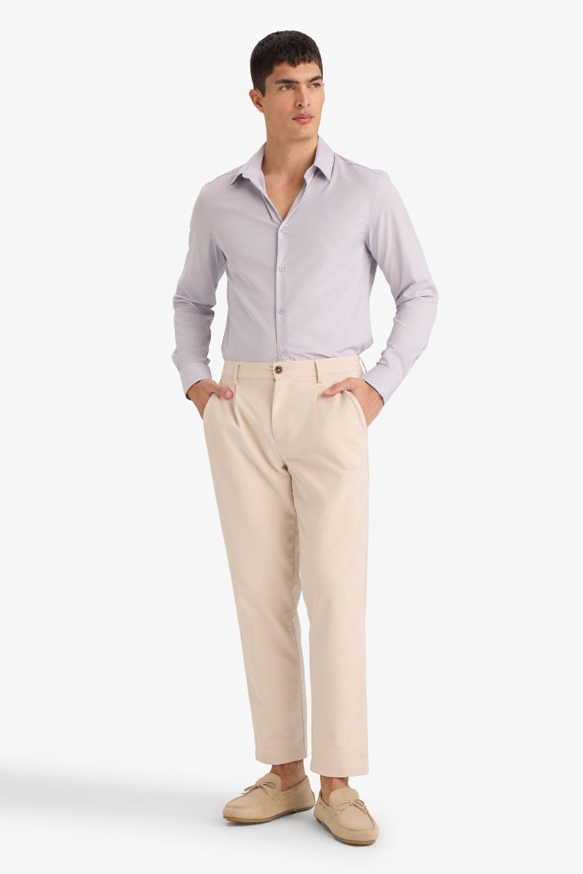 MAN Light Lilac قميص سليم فيت كم طويل