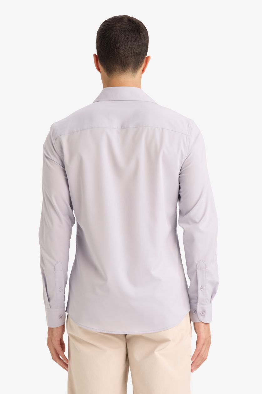 MAN Light Lilac قميص سليم فيت كم طويل