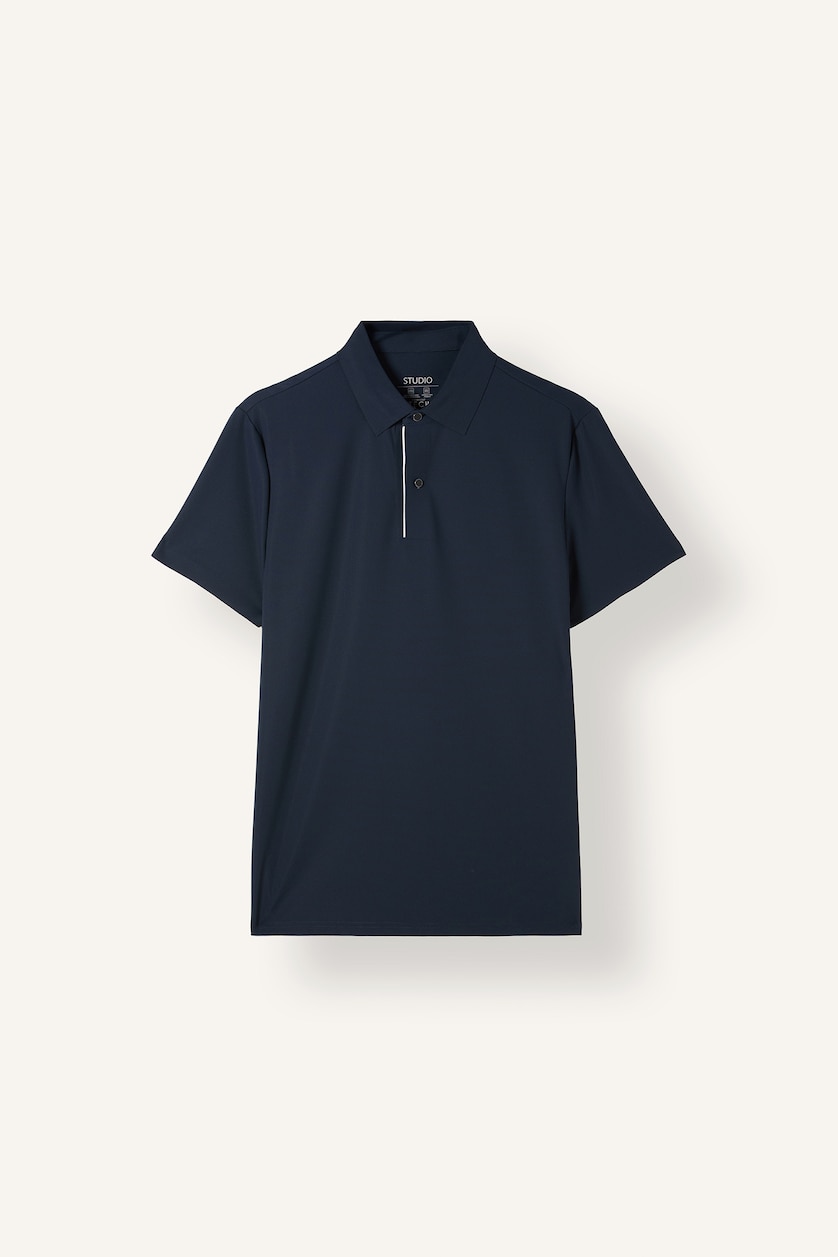Men NAVY Polo Collar Short Sleeve Polo T-Shirt