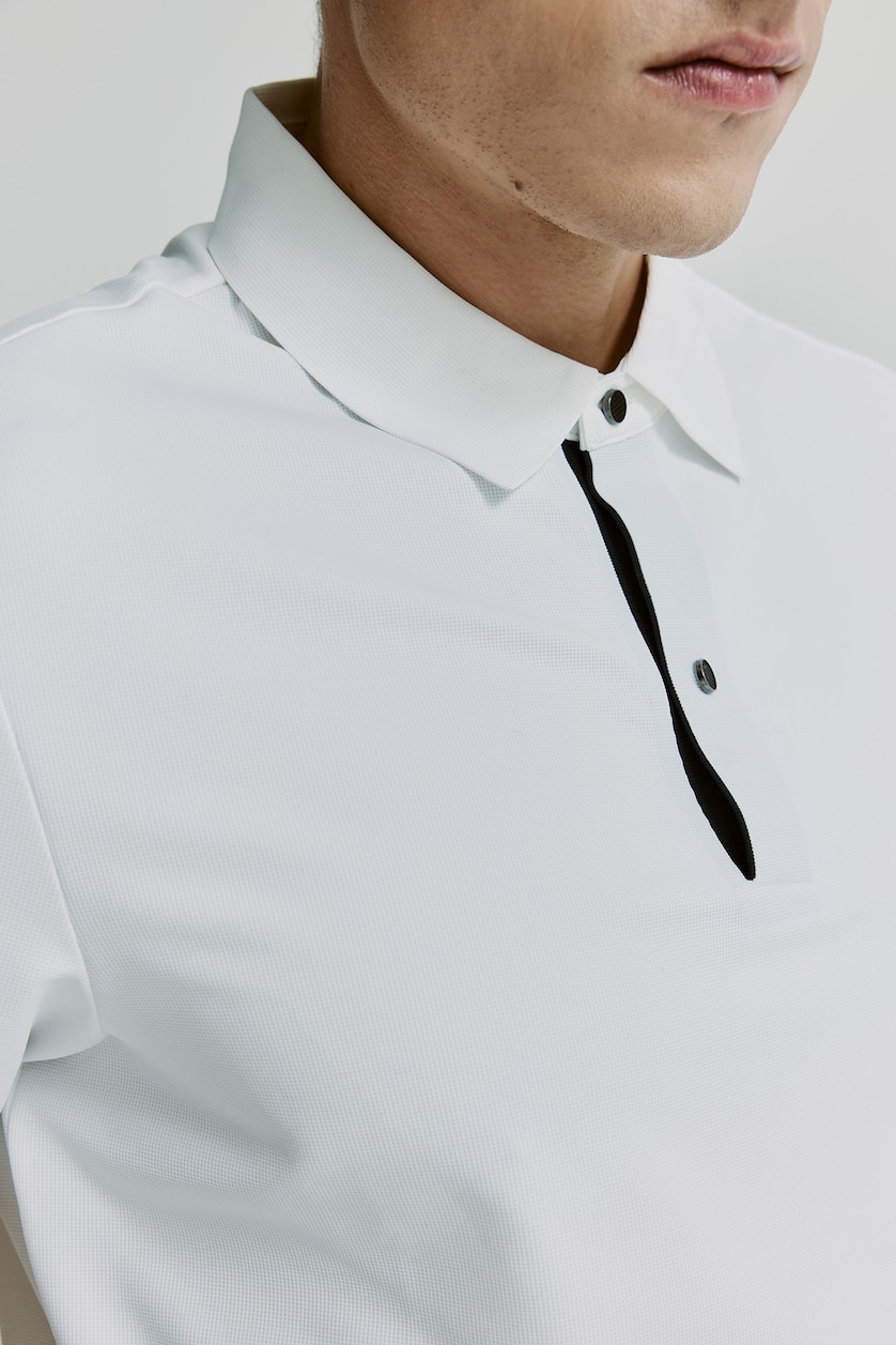 Men White Polo Collar Short Sleeve Polo T-Shirt