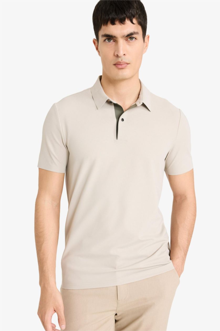 MAN Sand Slim Fit Short Sleeve Polo T-Shirt