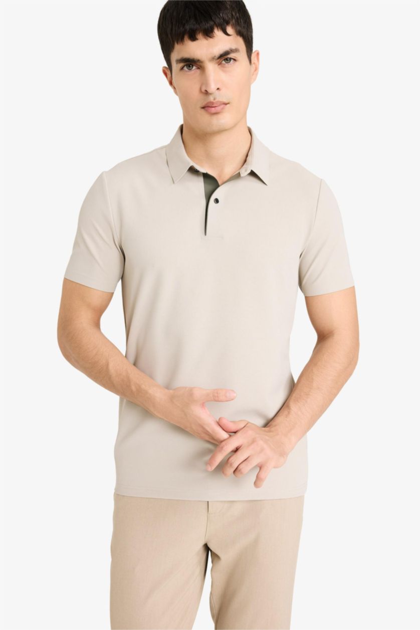 MAN Sand Slim Fit Short Sleeve Polo T-Shirt