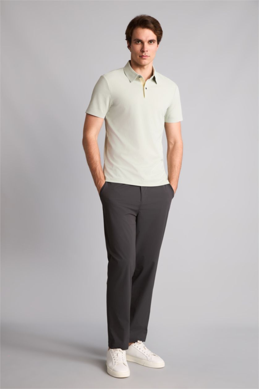 Men Grey Slim Fit Short Sleeve Polo T-Shirt