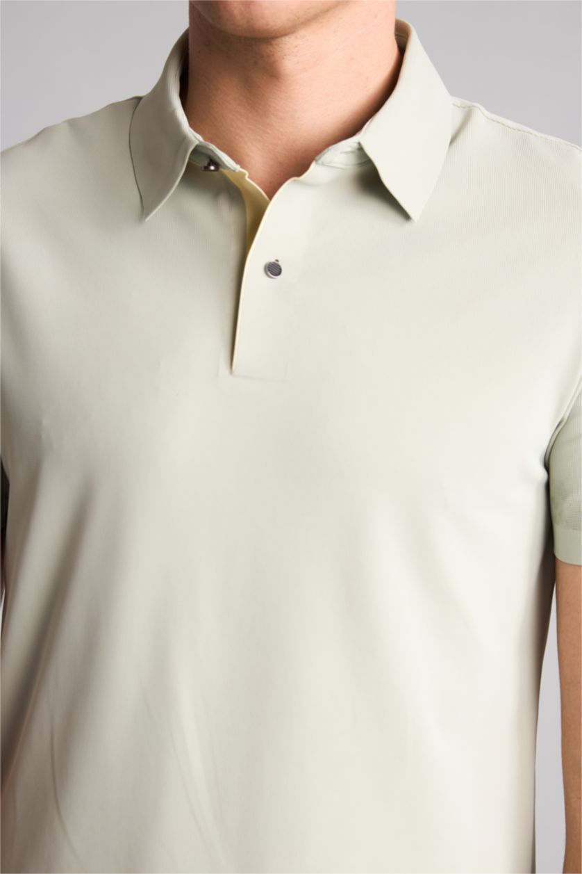 Men Grey Slim Fit Short Sleeve Polo T-Shirt