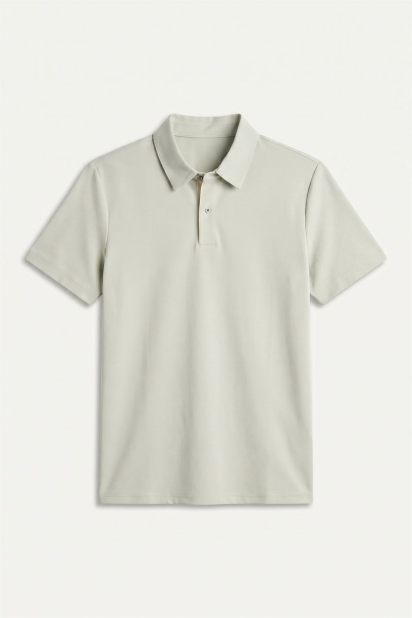 Men Grey Slim Fit Short Sleeve Polo T-Shirt