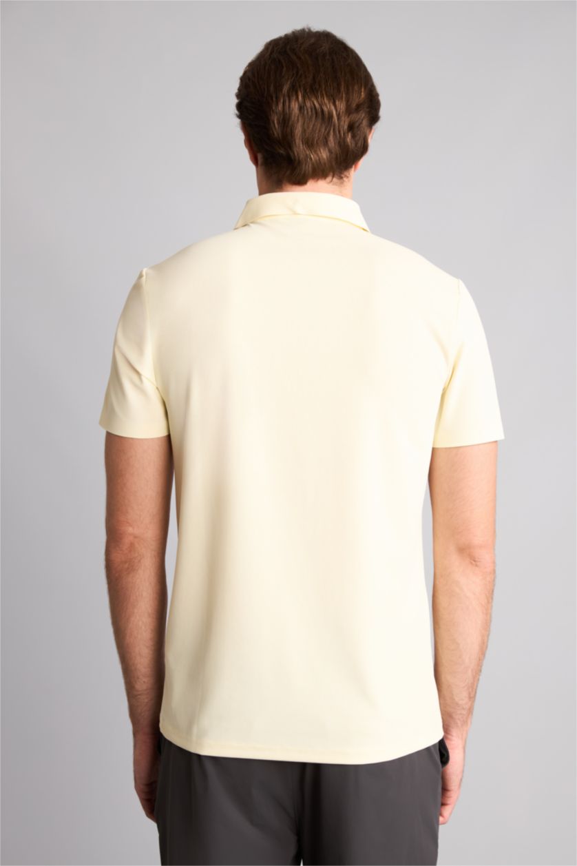 Men Light Yellow Slim Fit Short Sleeve Polo T-Shirt