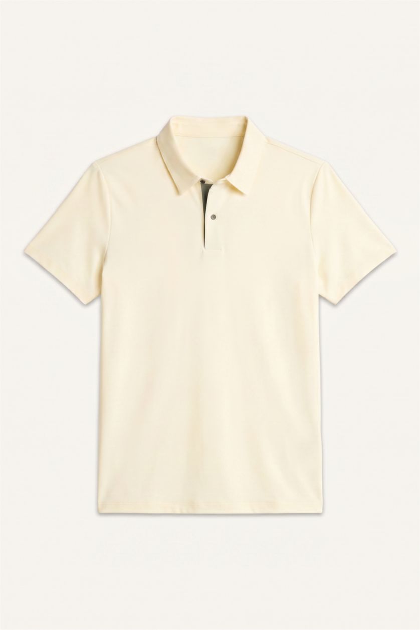 Men Light Yellow Slim Fit Short Sleeve Polo T-Shirt