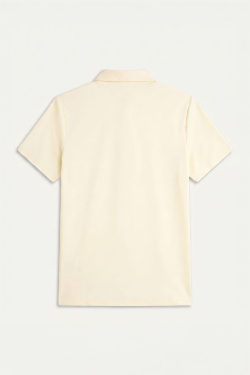 Men Light Yellow Slim Fit Short Sleeve Polo T-Shirt