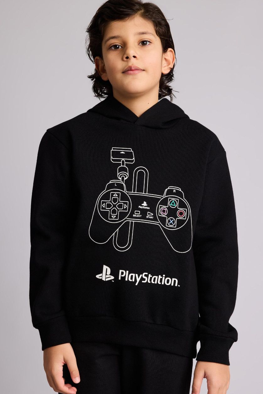 أولاد أسود سويت شيرت ولادي قصة عادية بطبعة بلاي ستيشن