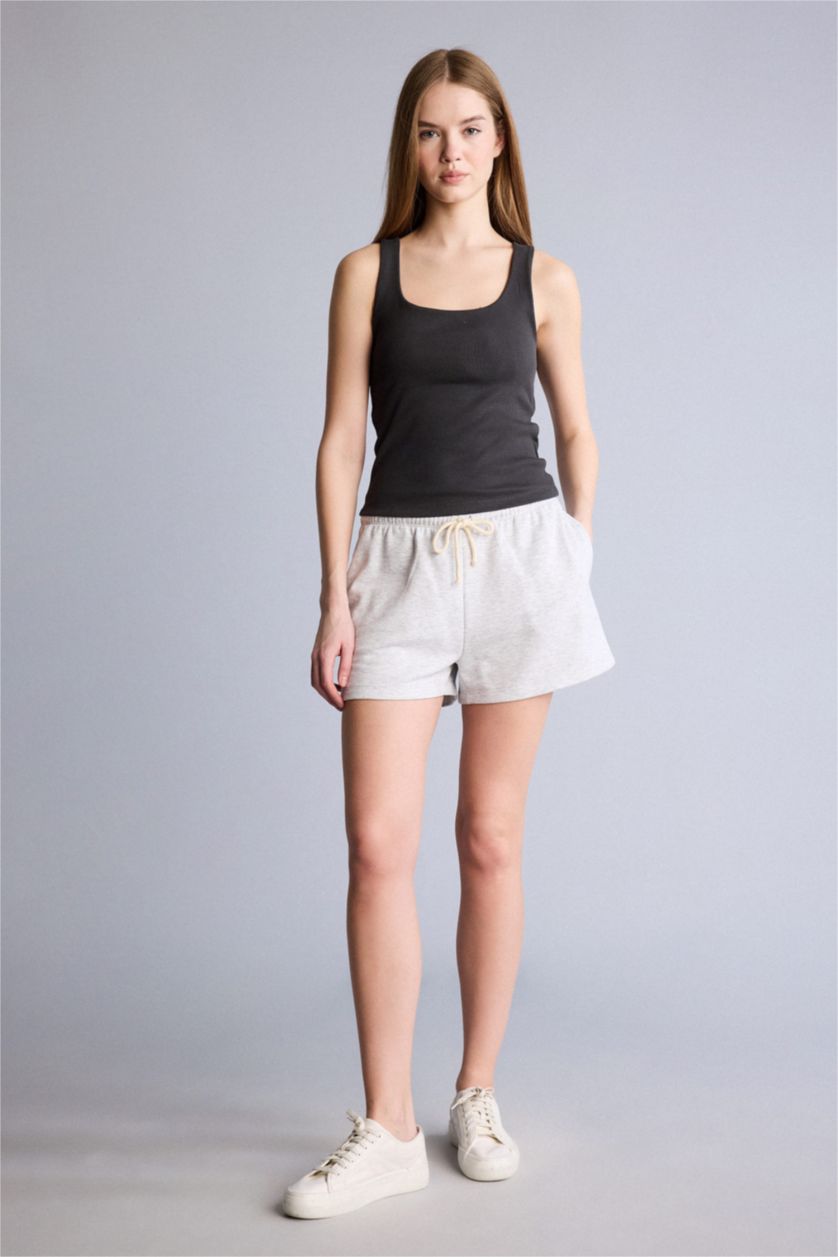 Women Anthracite Ribbed Tank Top