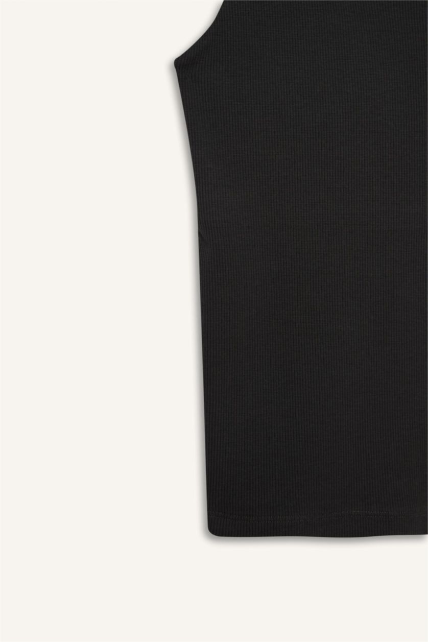 Women Anthracite Ribbed Tank Top