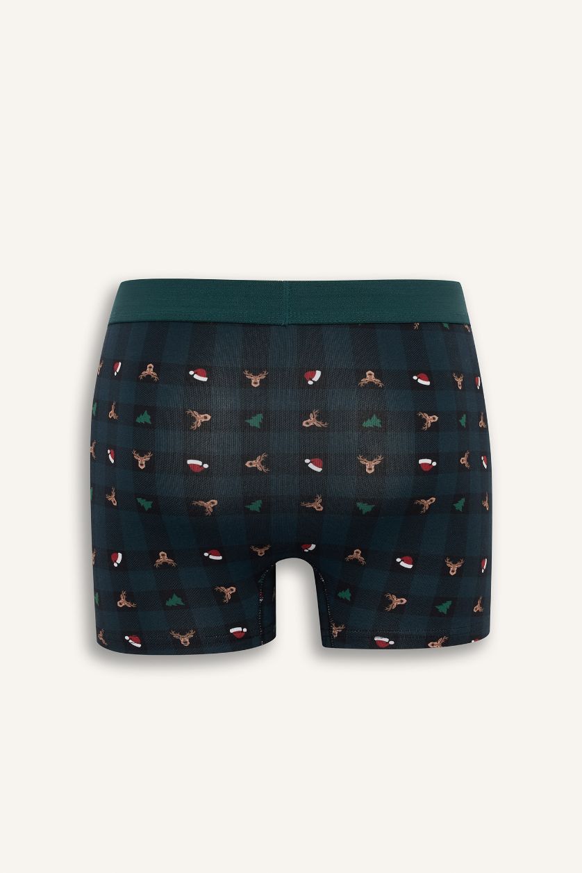 رجال أخضر غامق بوكسر قصة عادية بطبعة كريسماس