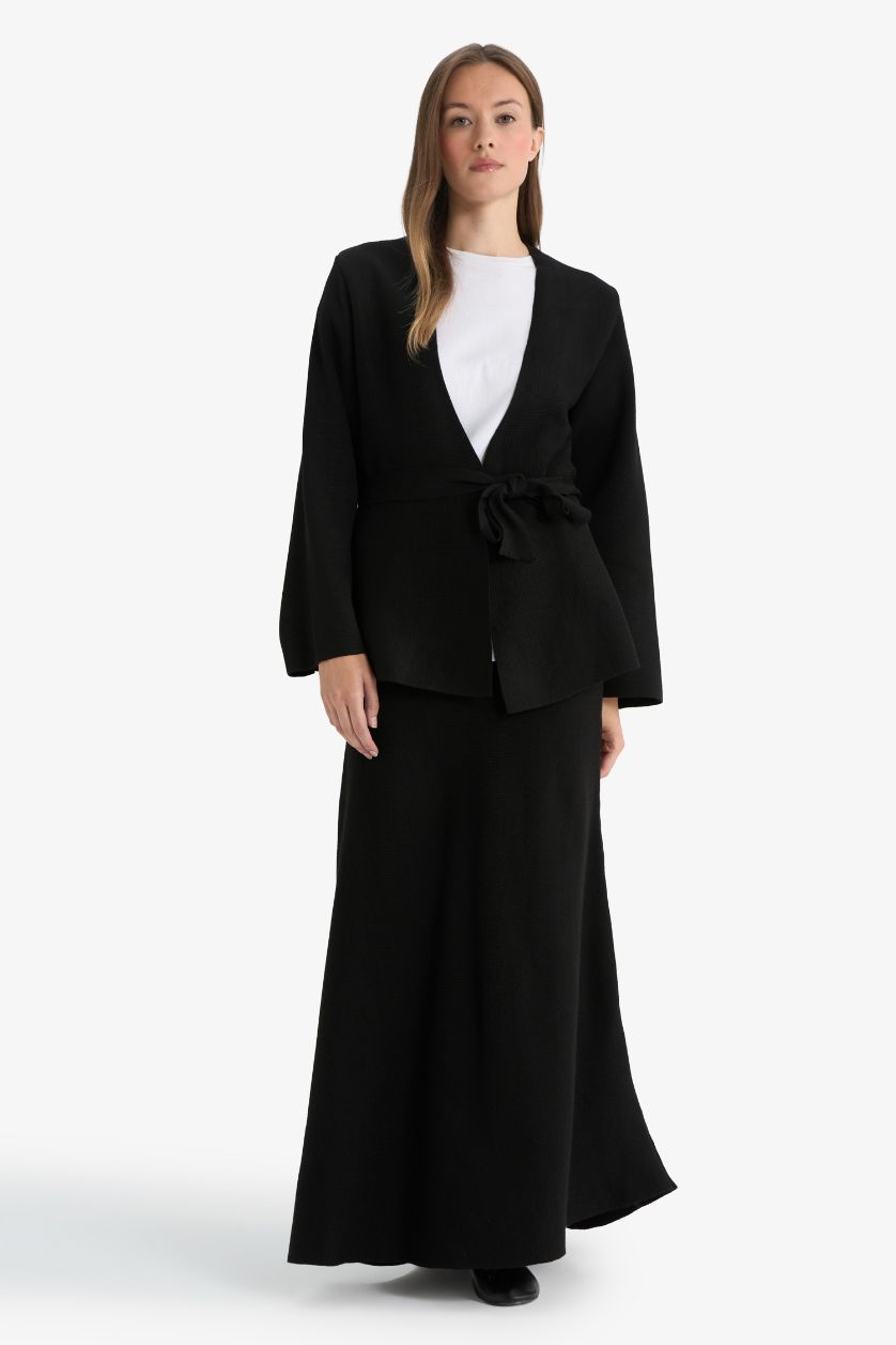 WOMAN Black A Cut Knitwear Skirt