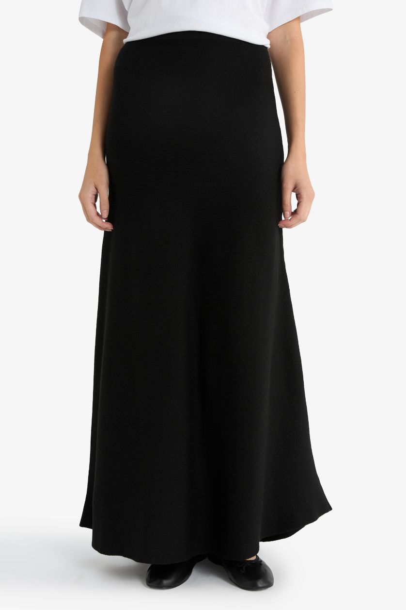 WOMAN Black A Cut Knitwear Skirt