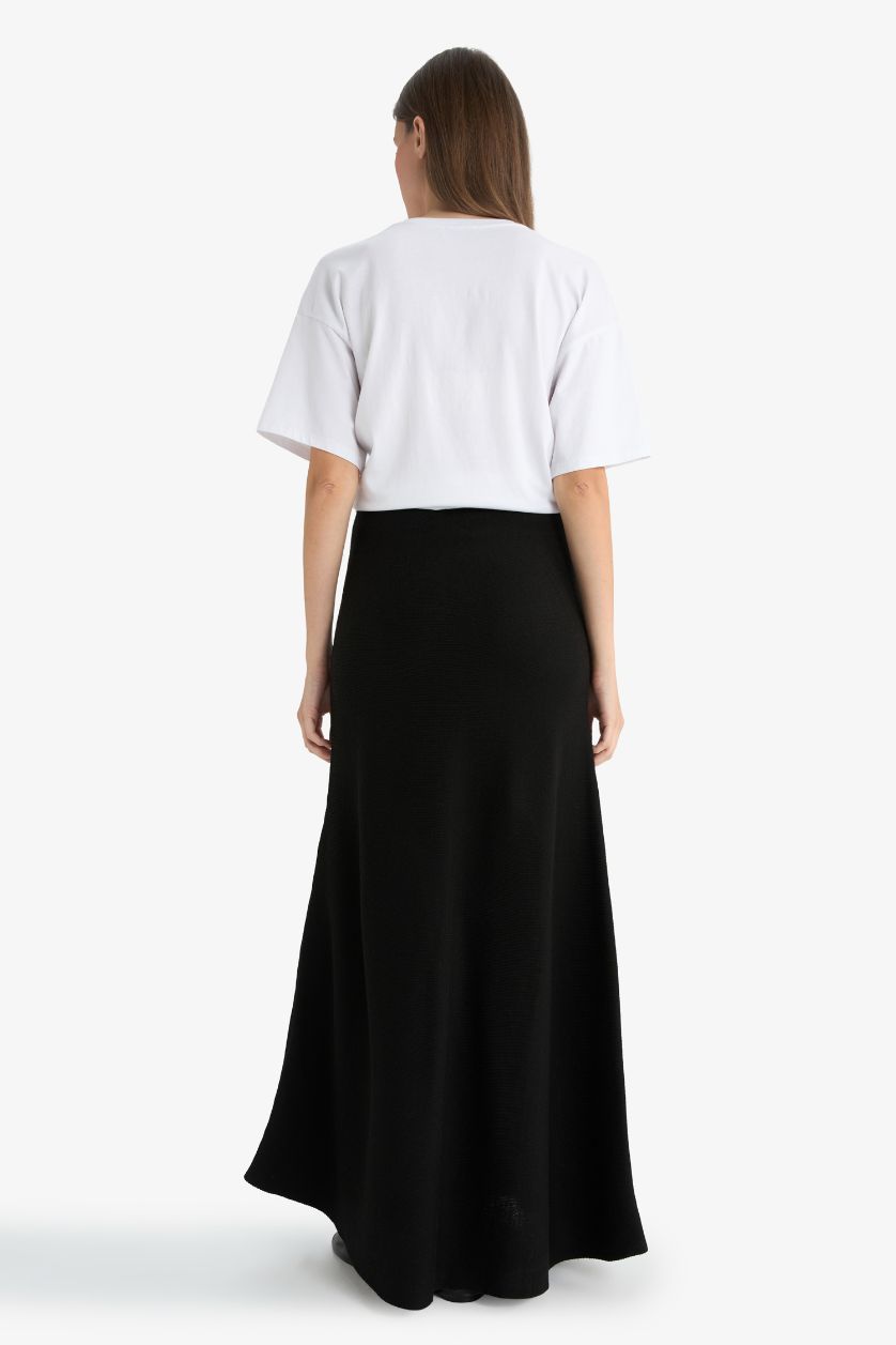 WOMAN Black A Cut Knitwear Skirt