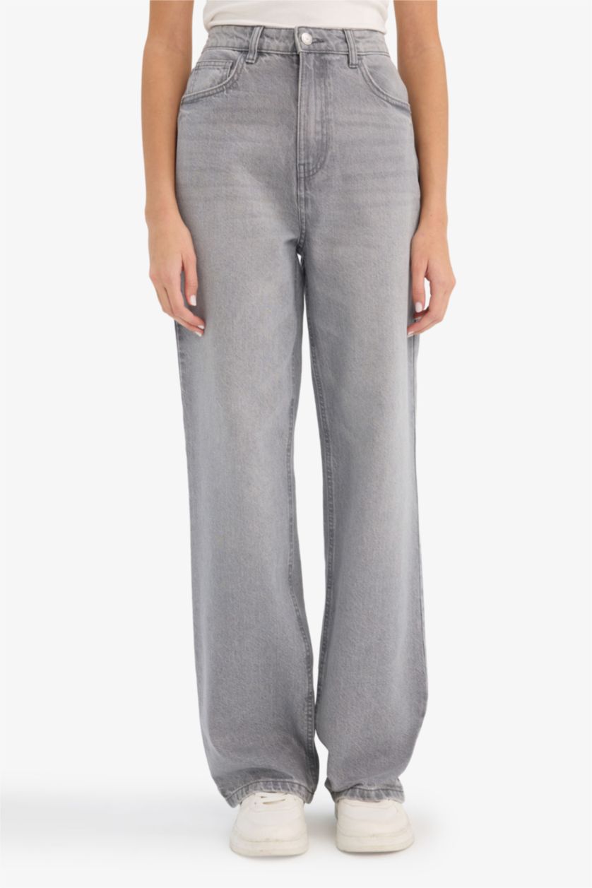 WOMAN Grey Straight Fit High Waist 90's Jeans