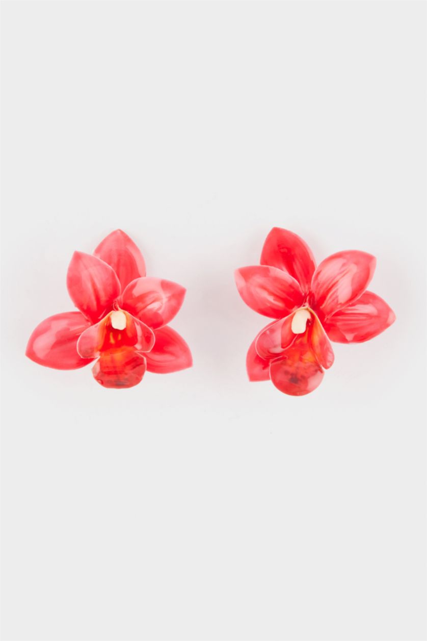 Kadın Somon Kadın Kırmızı Çiçek Küpe