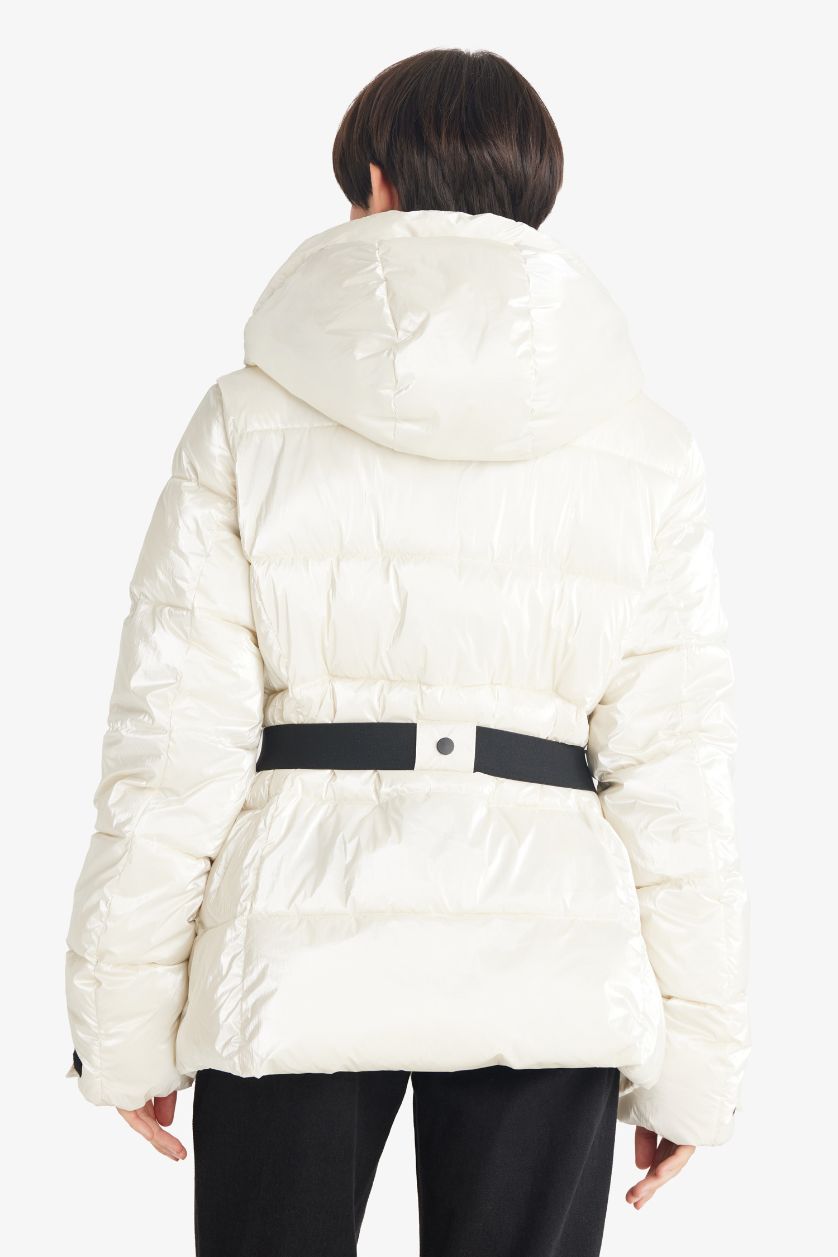 Kadın Ekru Regular Fıt Kapüşonlu Mont