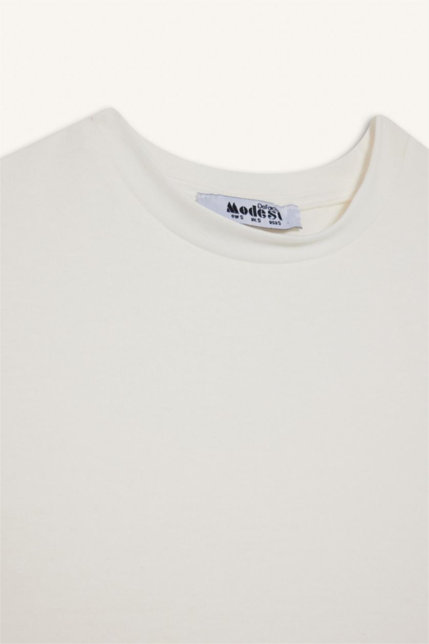 Kadın Ekru Regular Fit Bisiklet Yaka Basic Düz Kolsuz Tunik