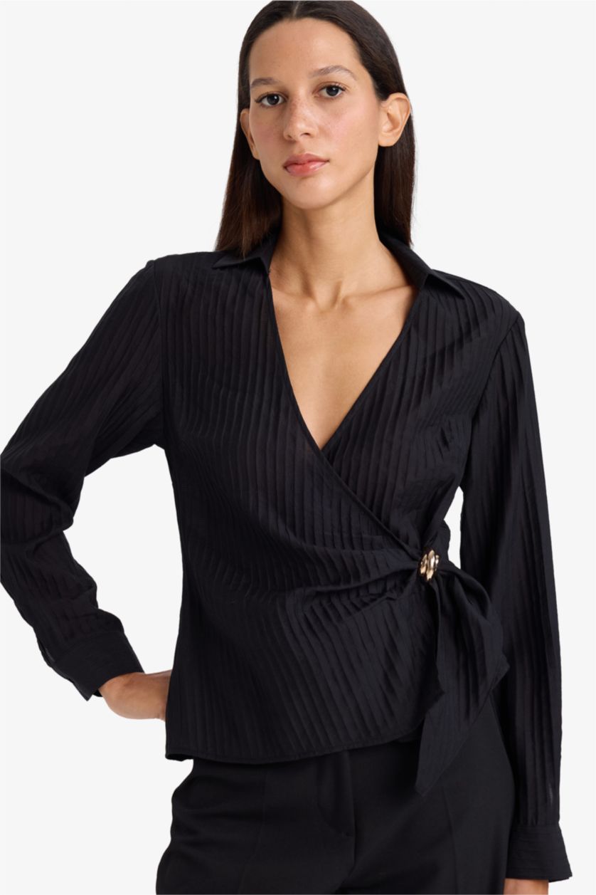 WOMAN Black Regular Fit Long Sleeve Blouse