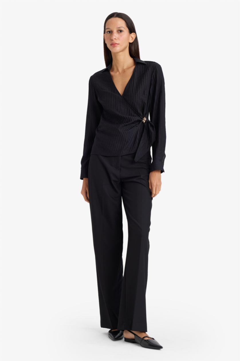 WOMAN Black Regular Fit Long Sleeve Blouse