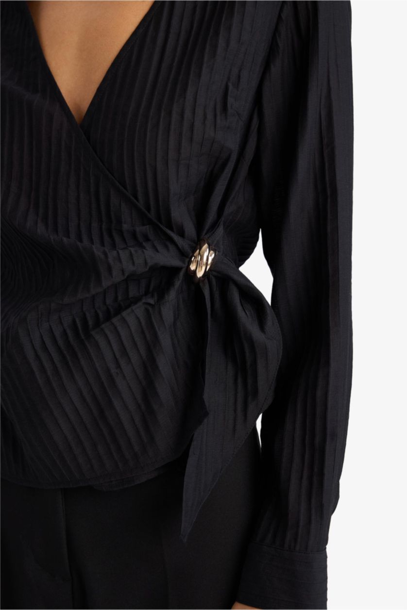 WOMAN Black Regular Fit Long Sleeve Blouse