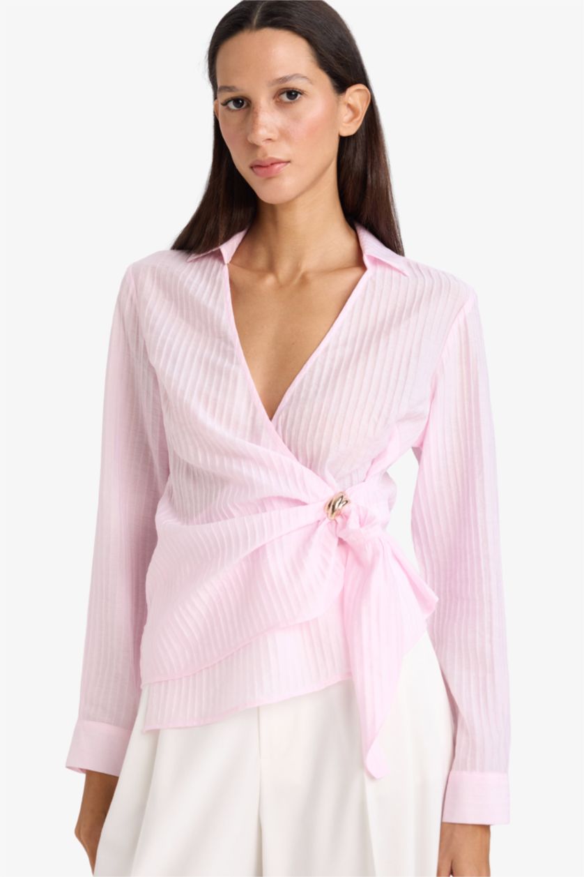 WOMAN Light Pink Regular Fit Long Sleeve Blouse