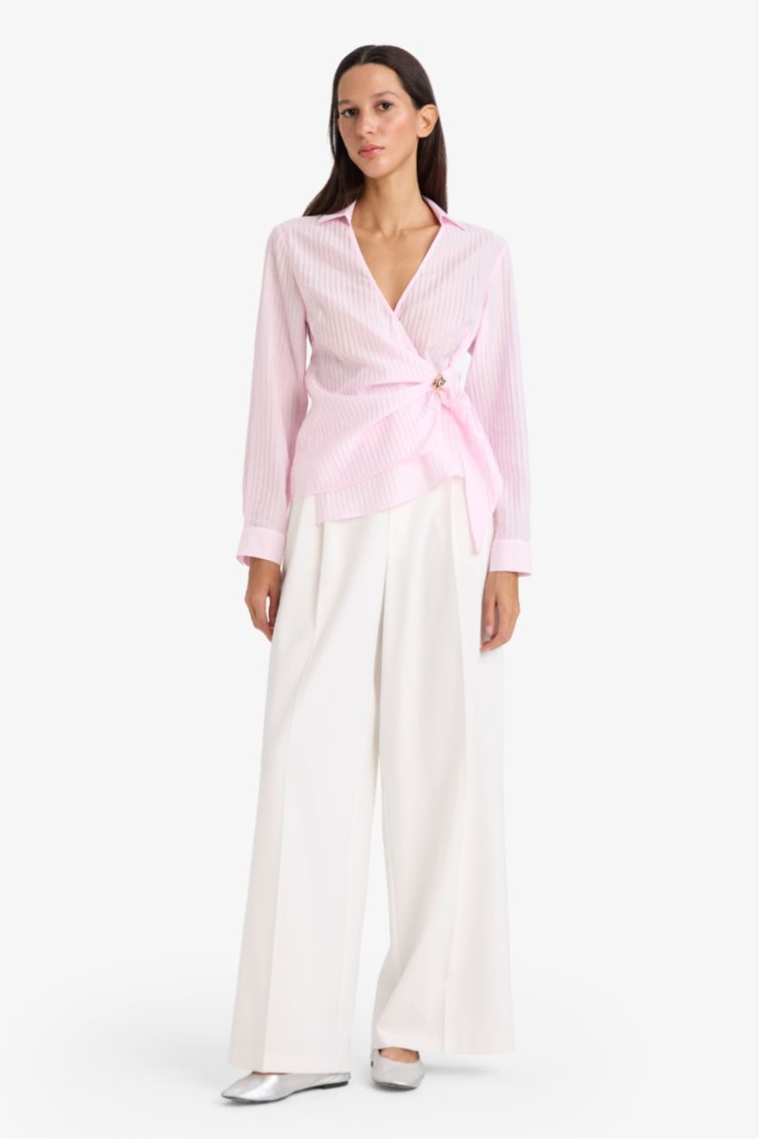 WOMAN Light Pink Regular Fit Long Sleeve Blouse