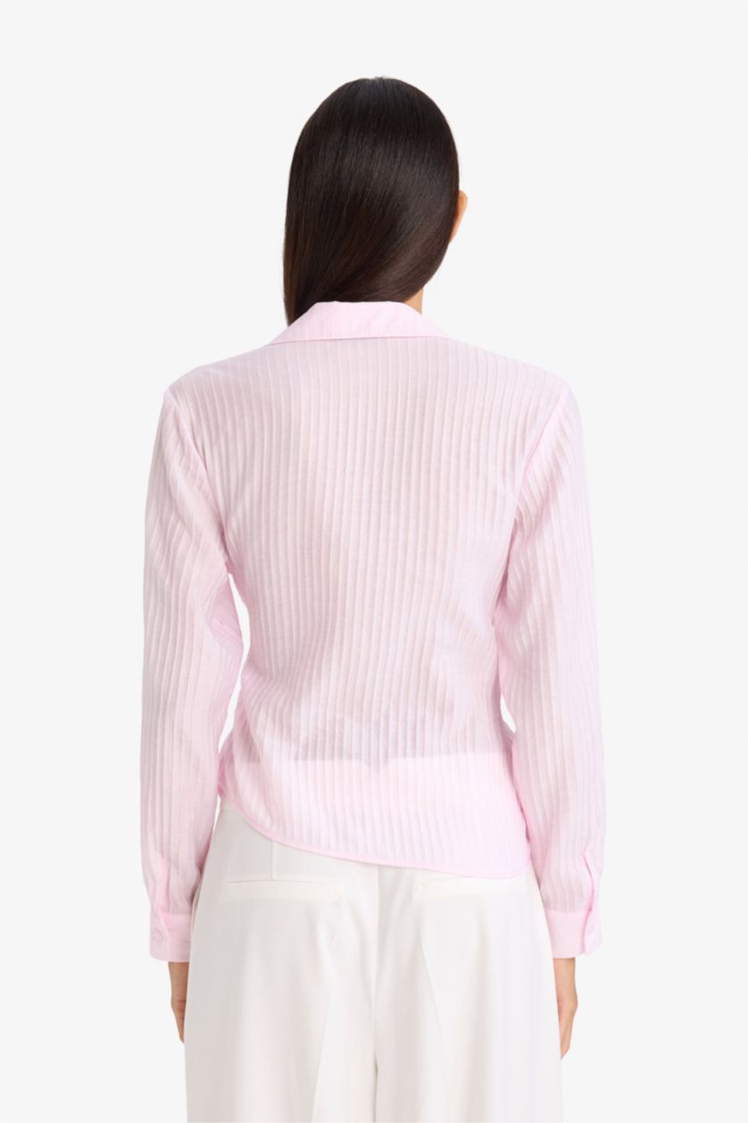 WOMAN Light Pink Regular Fit Long Sleeve Blouse