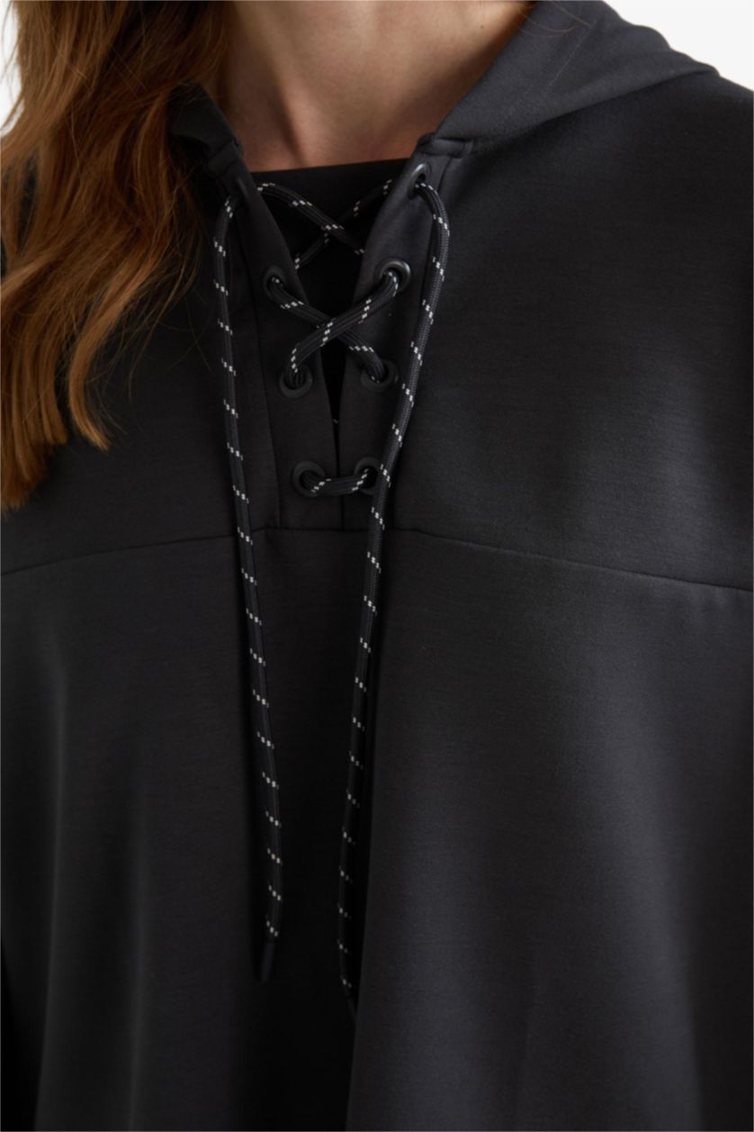 Woman Anthracite Modal Tie Detail Sweatshirt