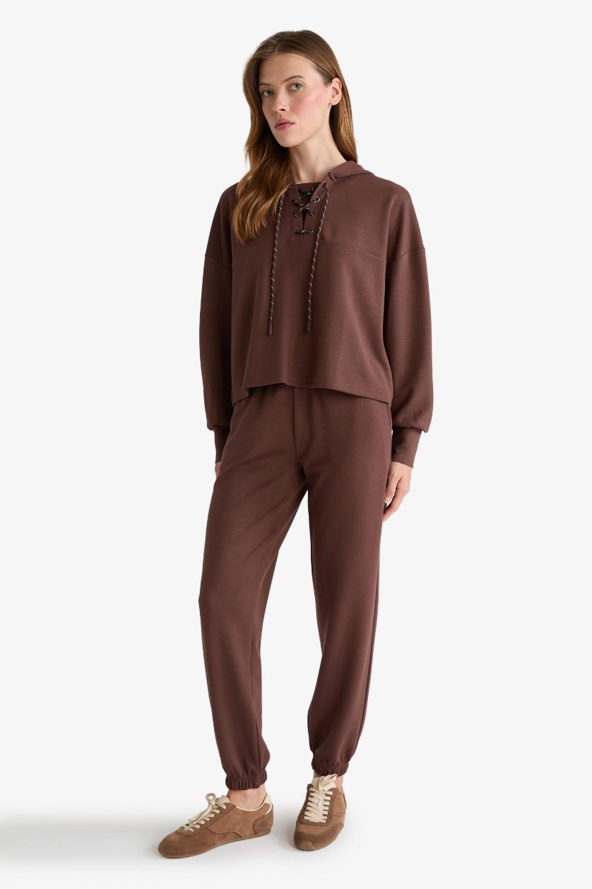 WOMAN Brown Modal Tie Detail Sweatshirt