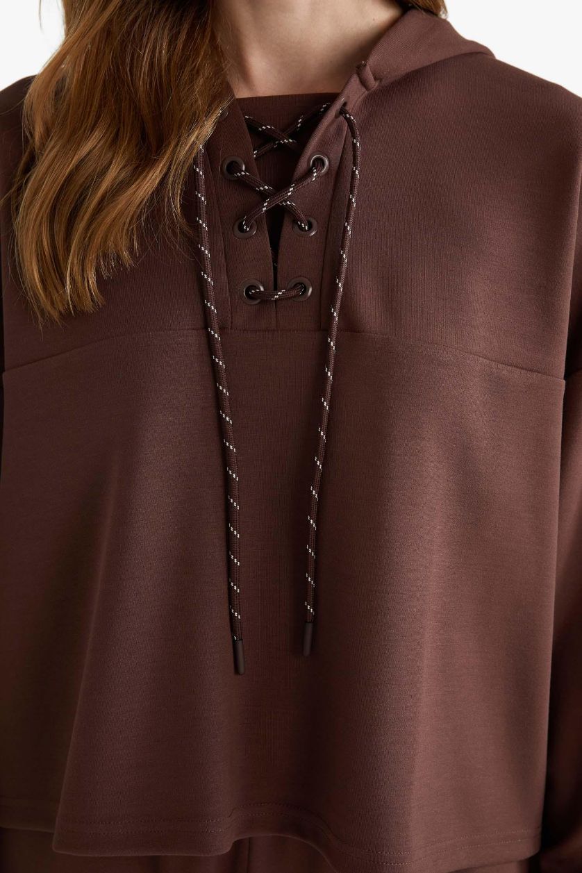 WOMAN Brown Modal Tie Detail Sweatshirt