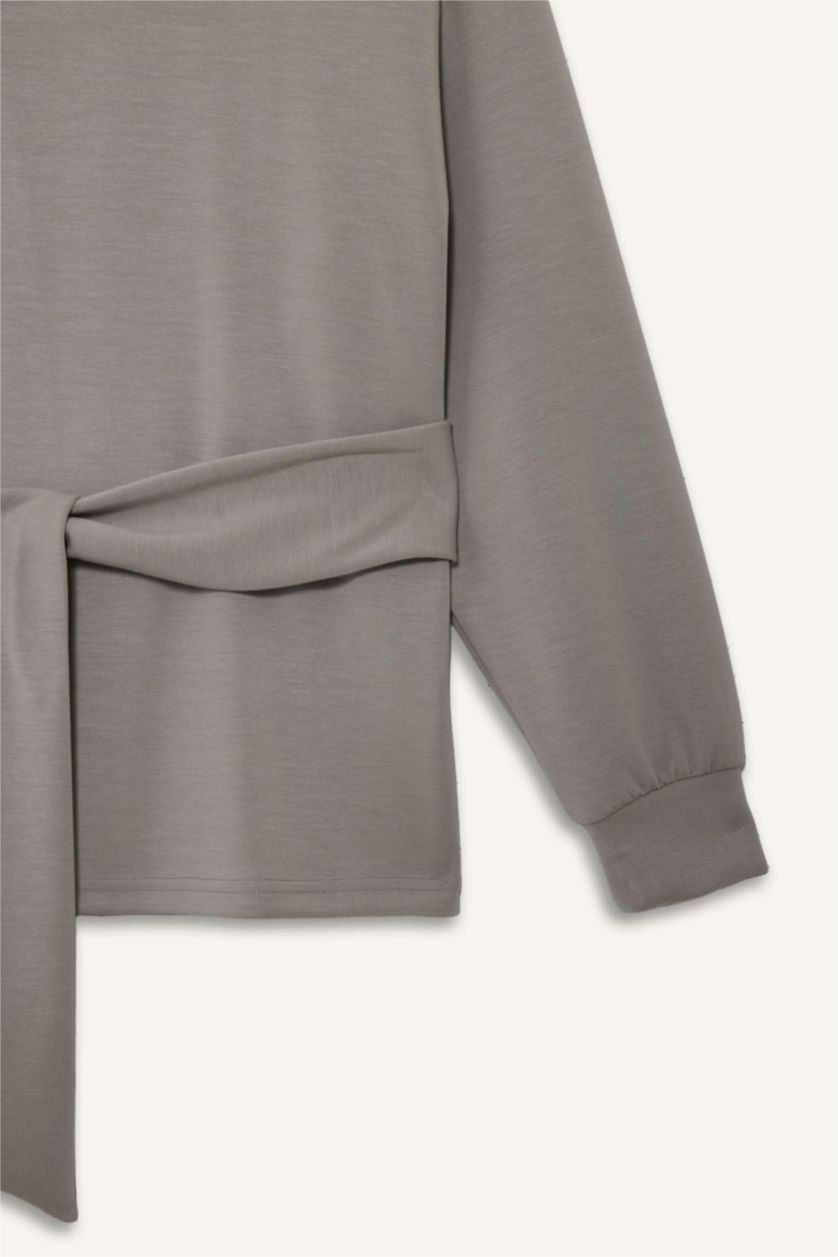 WOMAN Stone Fall in Love Modal Belted Sweatshirt