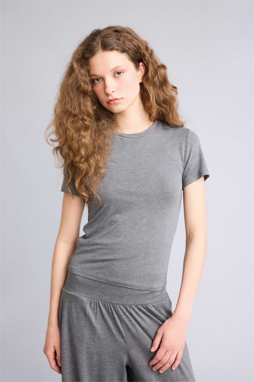 WOMAN Grey Melange Woman Basic Top