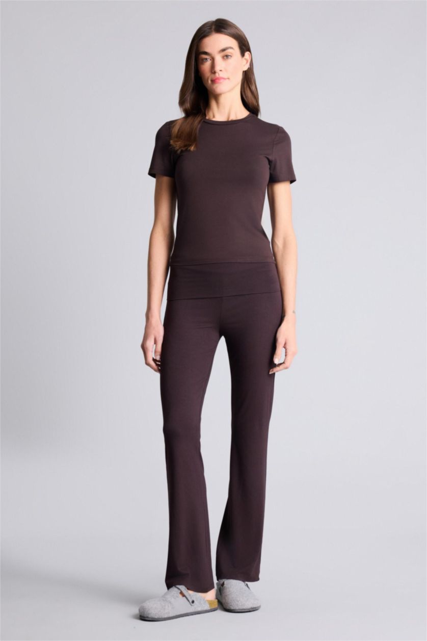 FEMME Marron Pantalon legging évasé