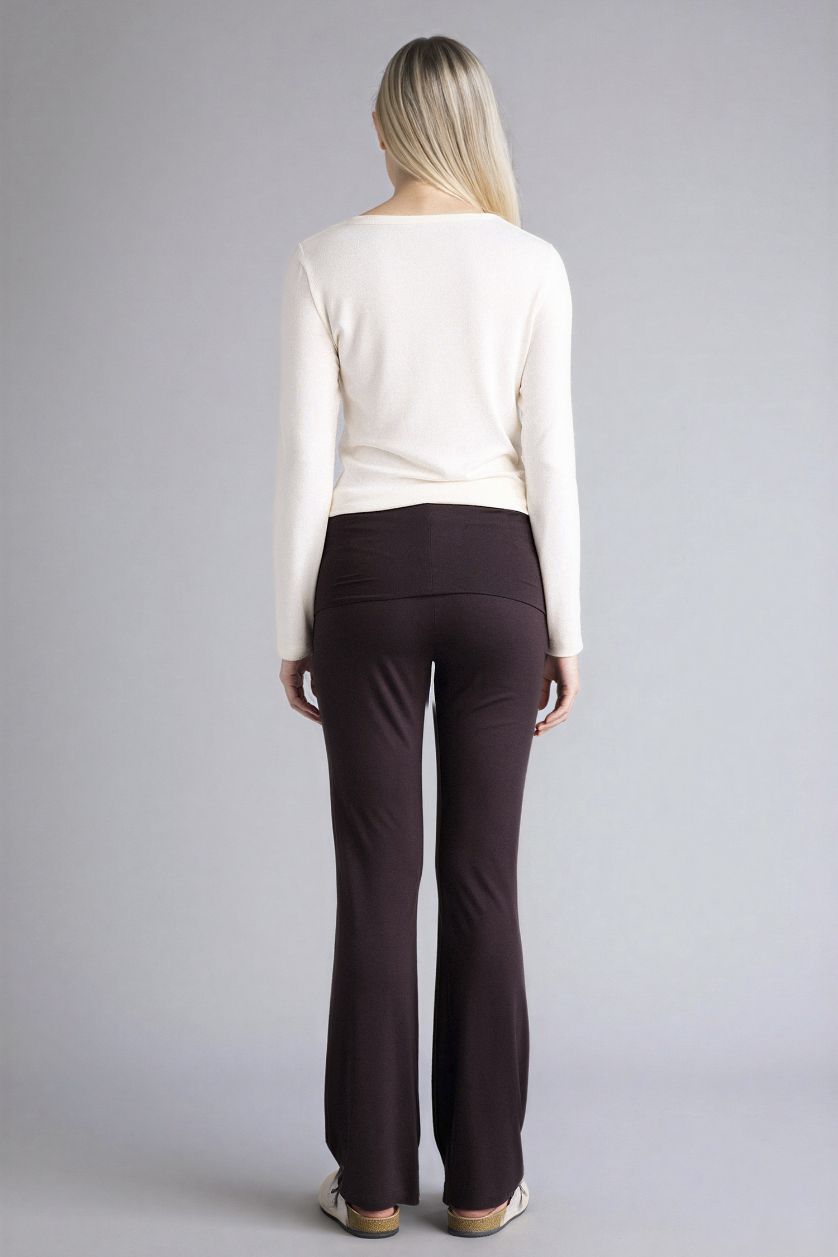 Kadın Kahve İspanyol Paça Tayt Pantolon