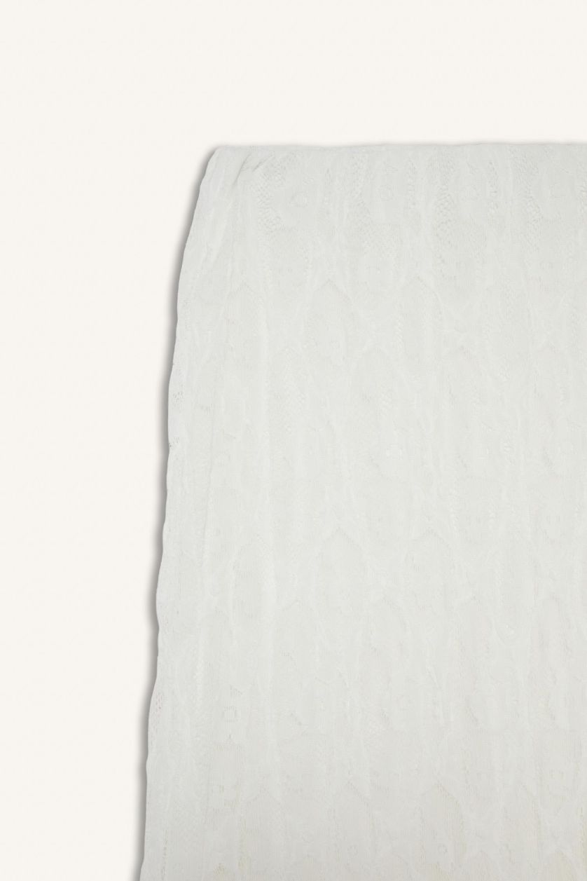 Kadın Beyaz A Kesim Dantel Midi Etek