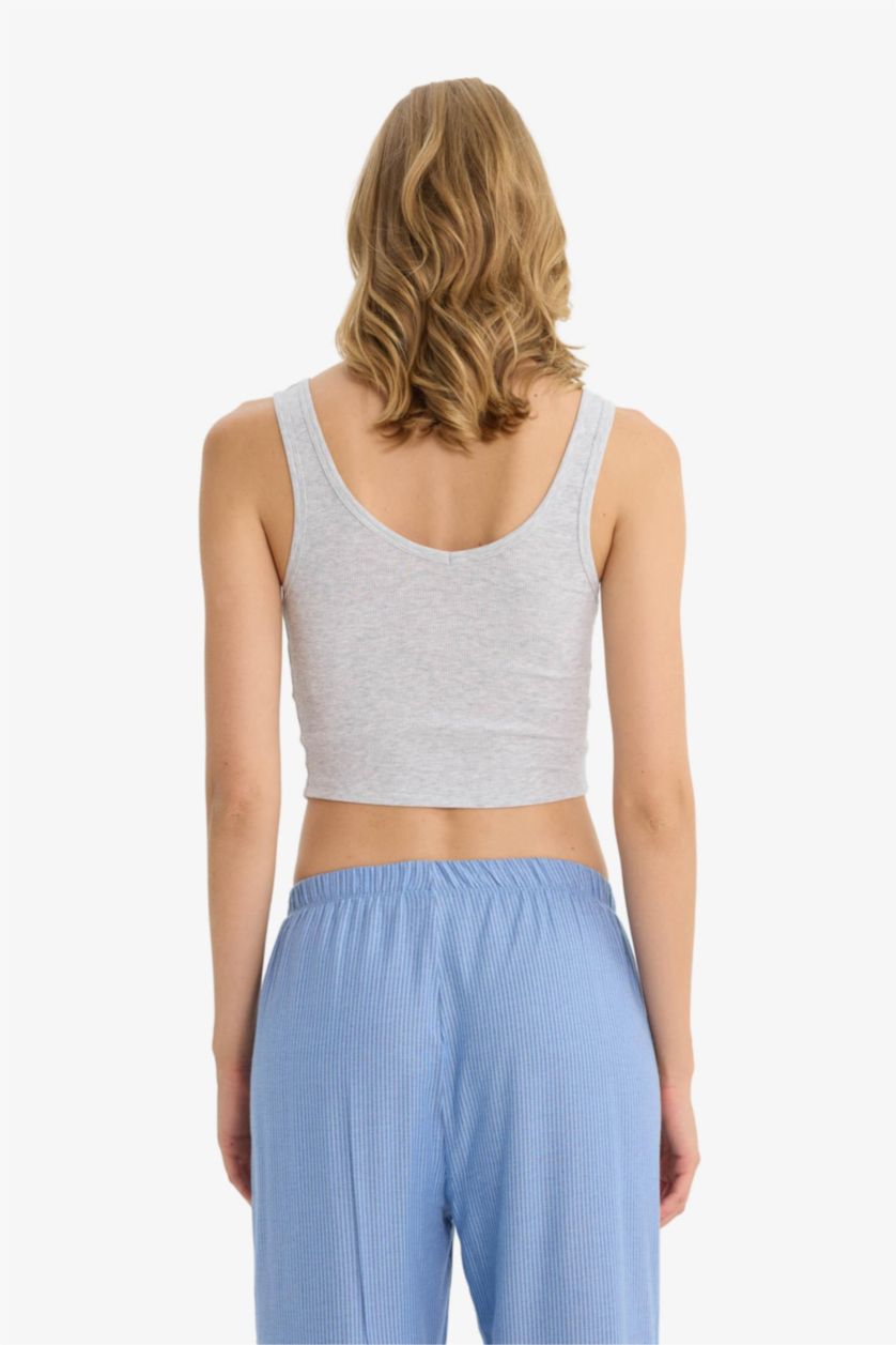 نساء ميلانج رمادي فانيلة كروب مضلع من Fall in Love