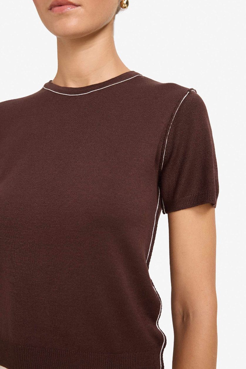 Kadın Kahve Fıtted Triko Kazak