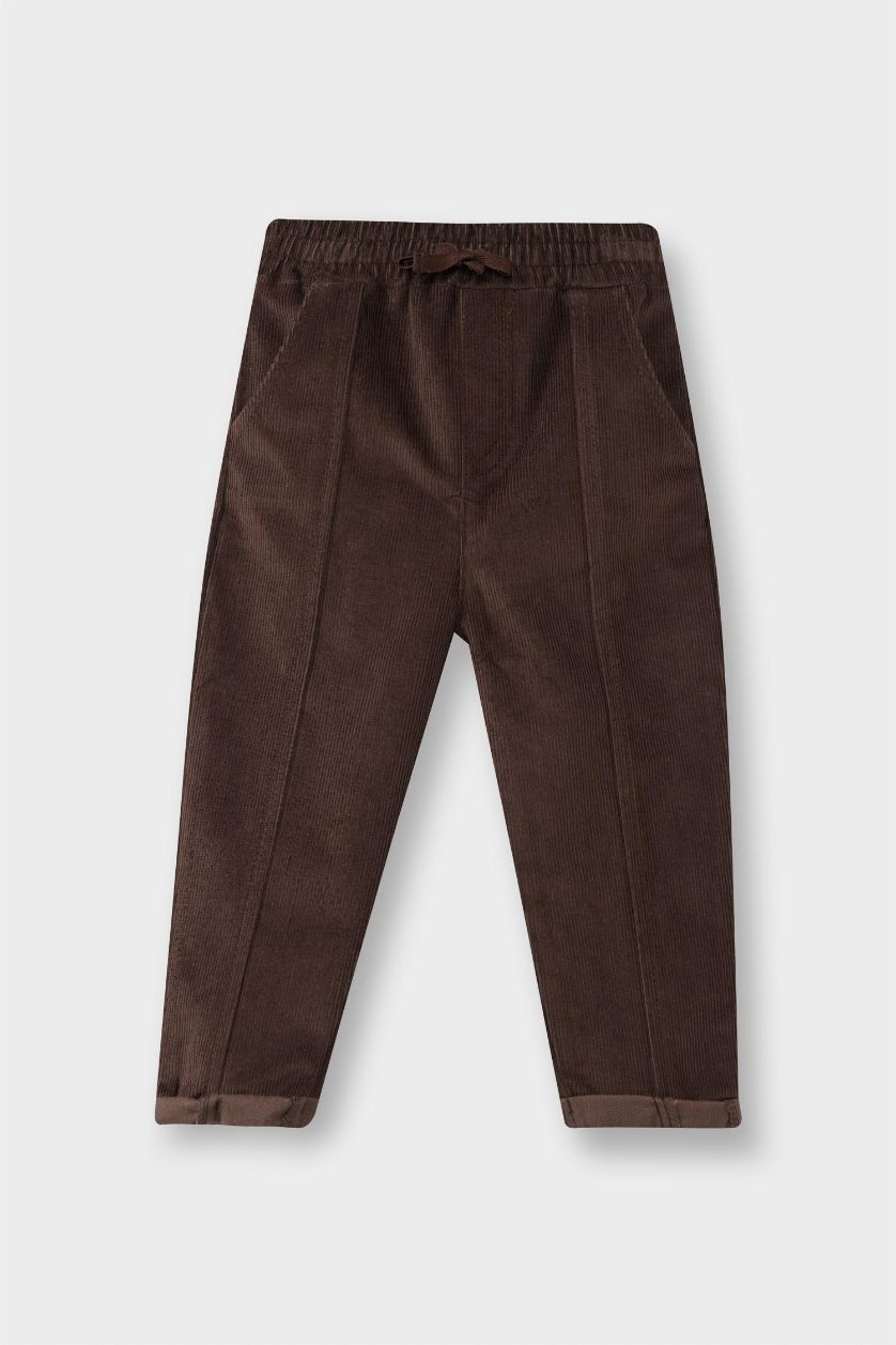 Baby Boy Brown Baby Boy Regular Fit Elastic Waist Velvet Trousers
