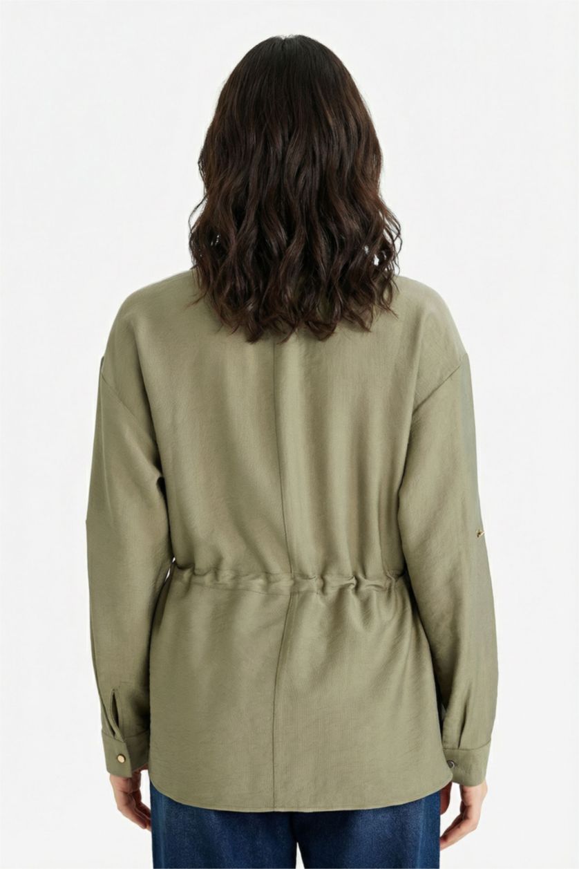 Женщины Хаки Рубашка с длинным рукавом стандартного кроя для женщин