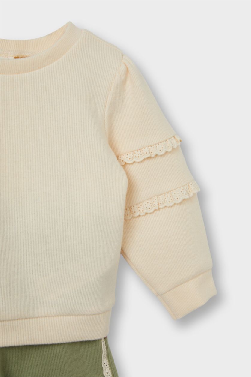 Kız Bebek Haki Kız Bebek 2'li Takım Sweatshirt Eşofman Altı