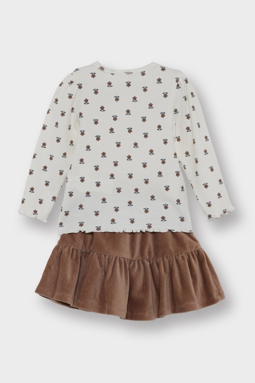 طفلة صغيرة فيزوني سيت بيبي بناتي تيشيرت تنورة وجوارب - 3 قطع