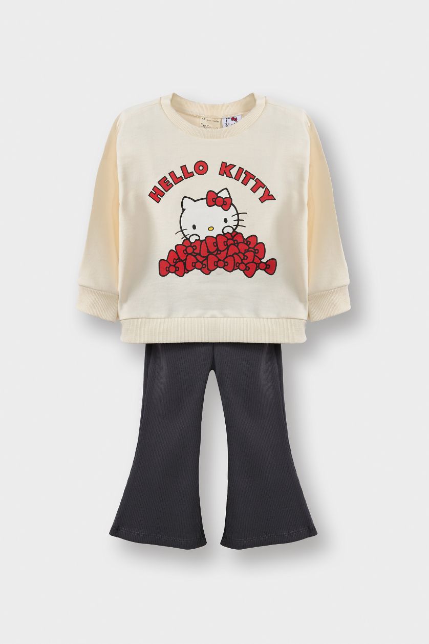 طفلة صغيرة بيج فاتح سيت بيبي بناتي سويت شيرت وبنطلون بجامة رياضي من هيلو كيتي - قطعتين