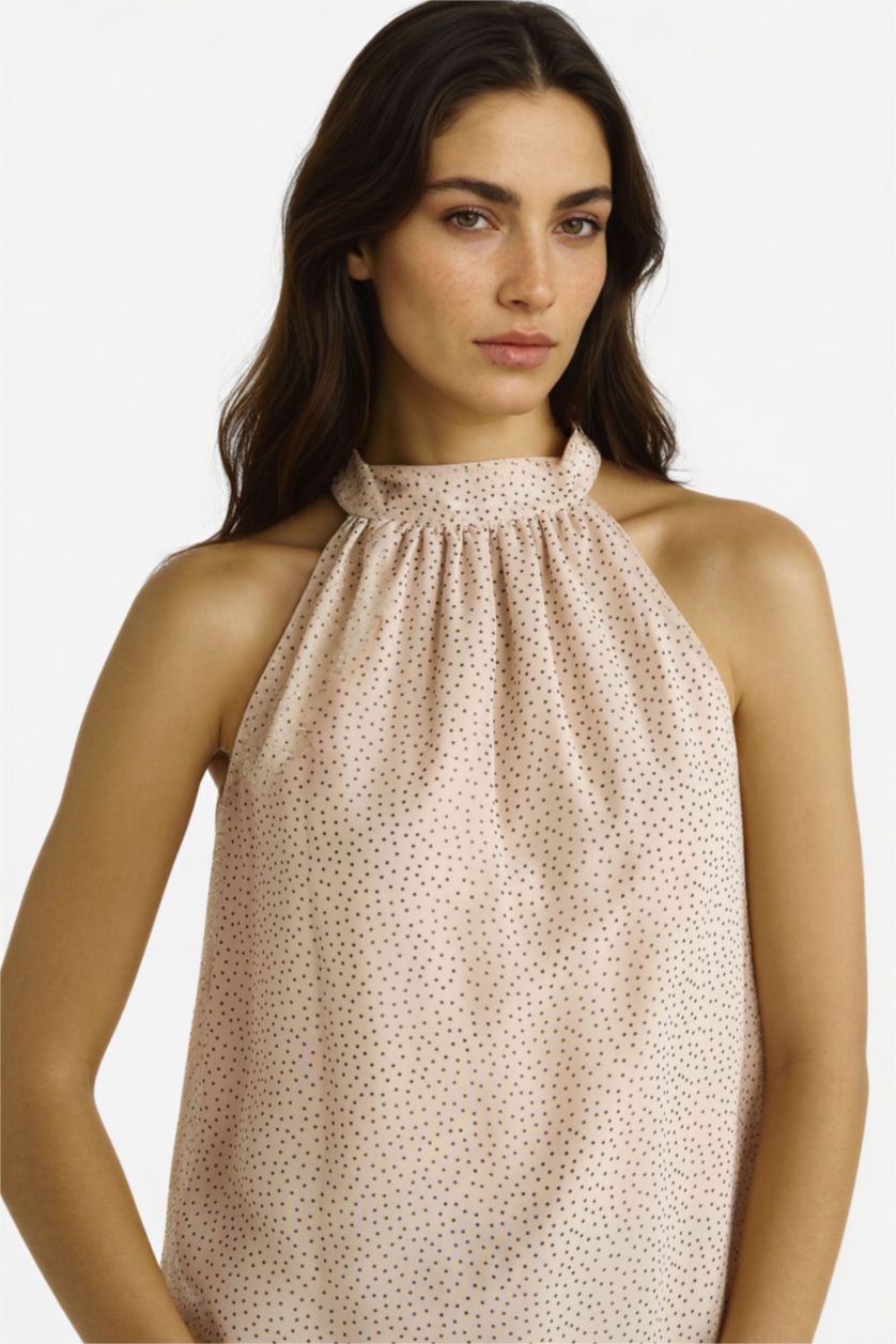 Әйелдерге экру қалыпты пішім қиылысқан жаға Жеңсіз Блуза